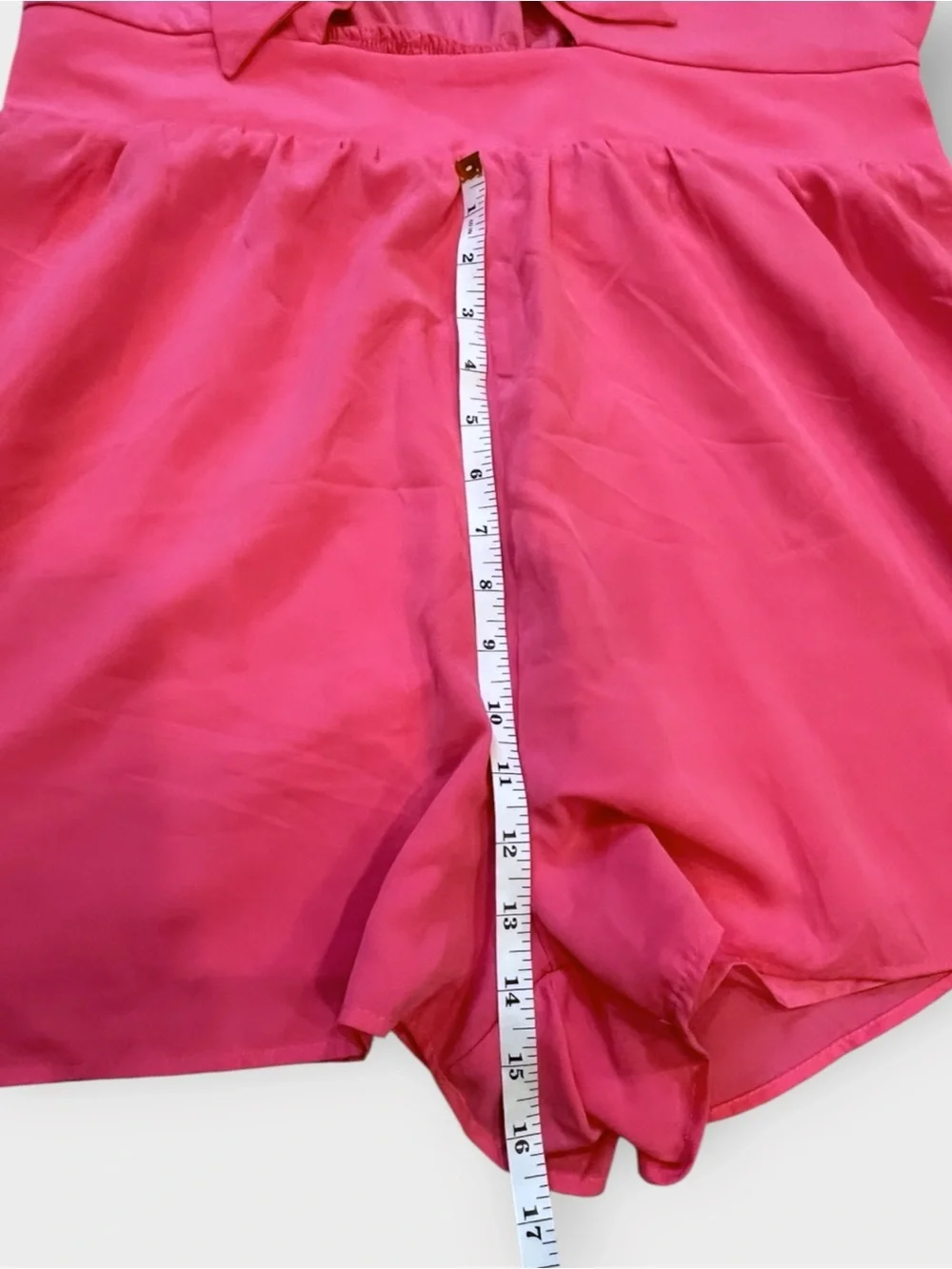 Hot Pink Tie Front Romper XL XXL Flutter Sleeve Cutout Vacation Barbiecore
